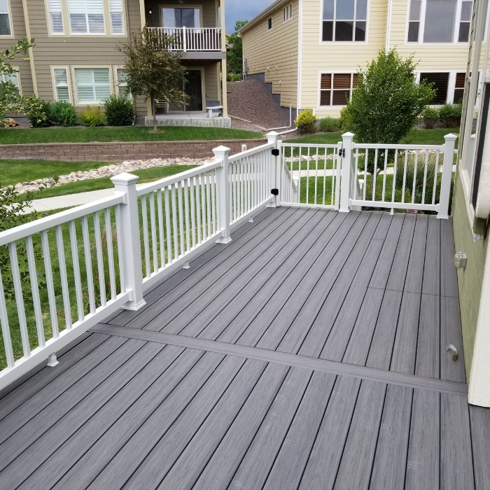 Grey Deck with a White Railing