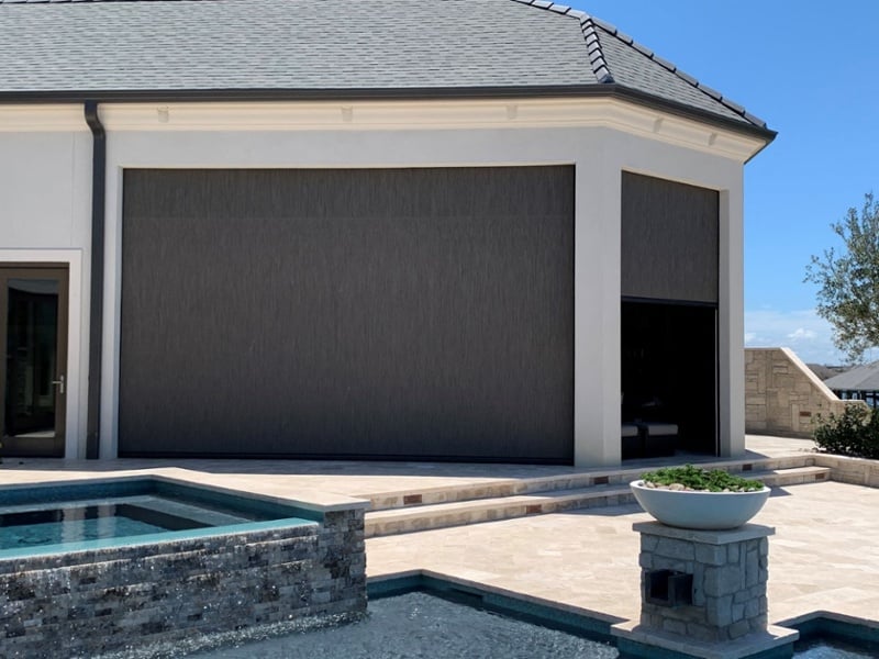 Grey Privacy Screen Covering Luxury Home